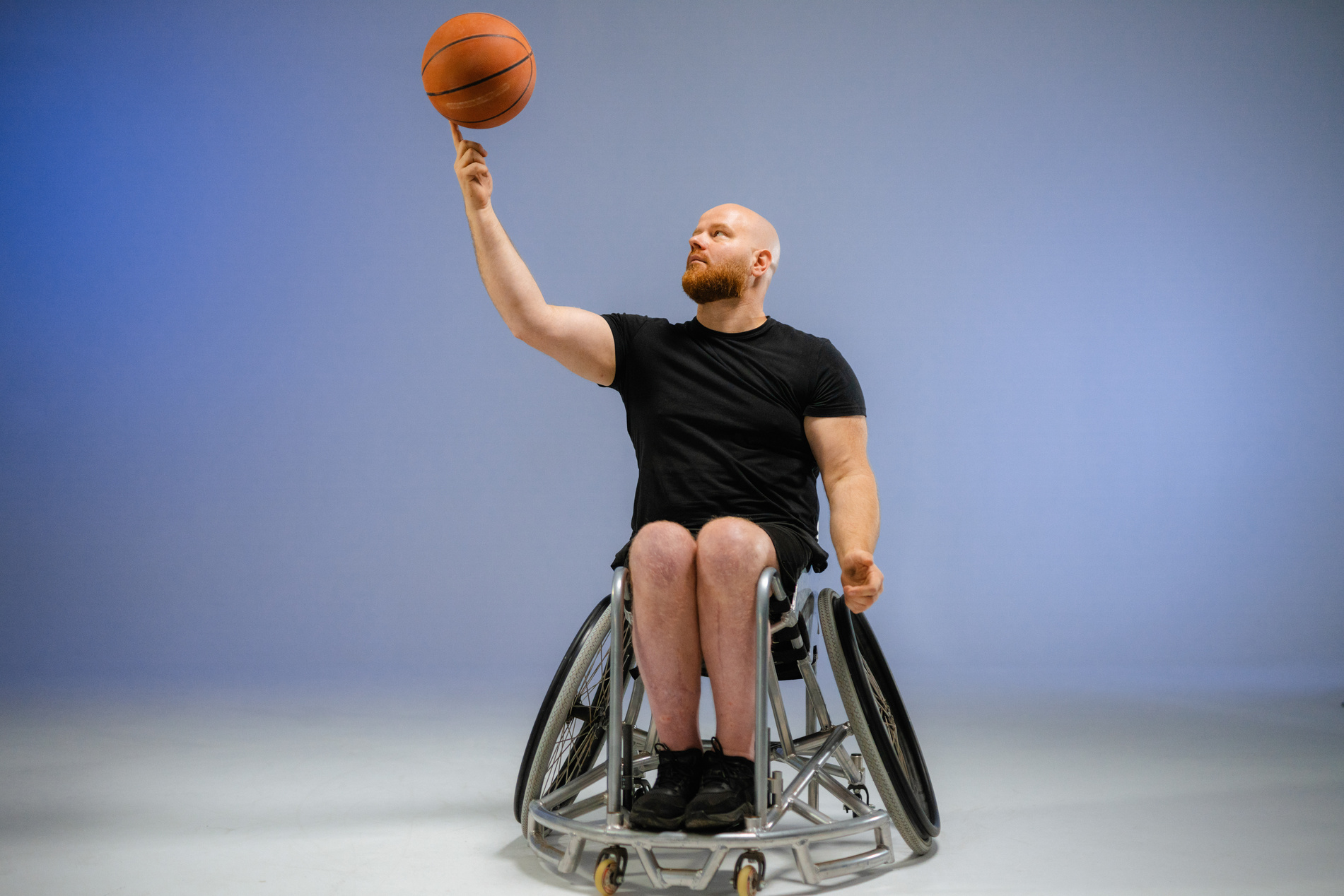 Male Para-Athlete Spinning Volleyball